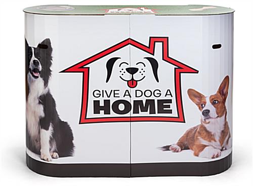 Portable cardboard booth display counter with 110 pound maximum capacity