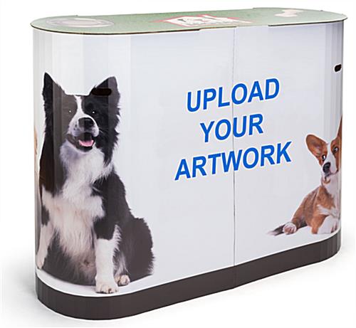 Portable cardboard booth display counter with custom branding panels 