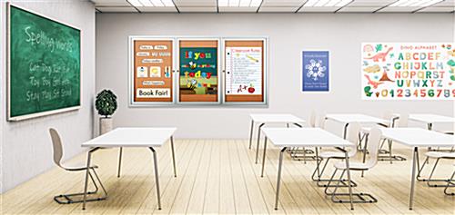 This 72 x 36 locking bulletin board includes hardware and brackets