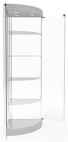 Corner display case with glass door