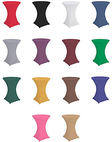 Bar height spandex table covers with multiple colors 
