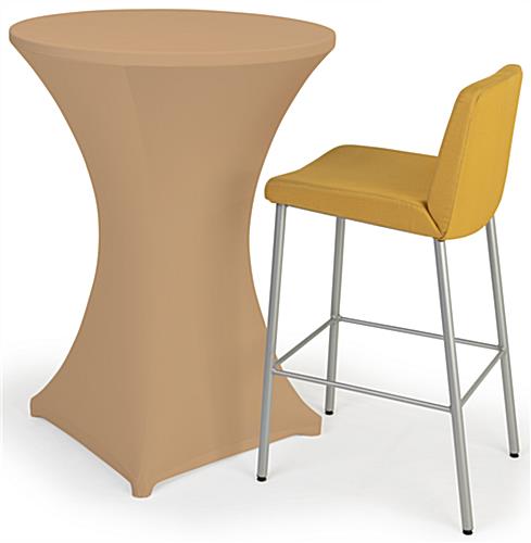 Bar height spandex table cover with fitted appearance 
