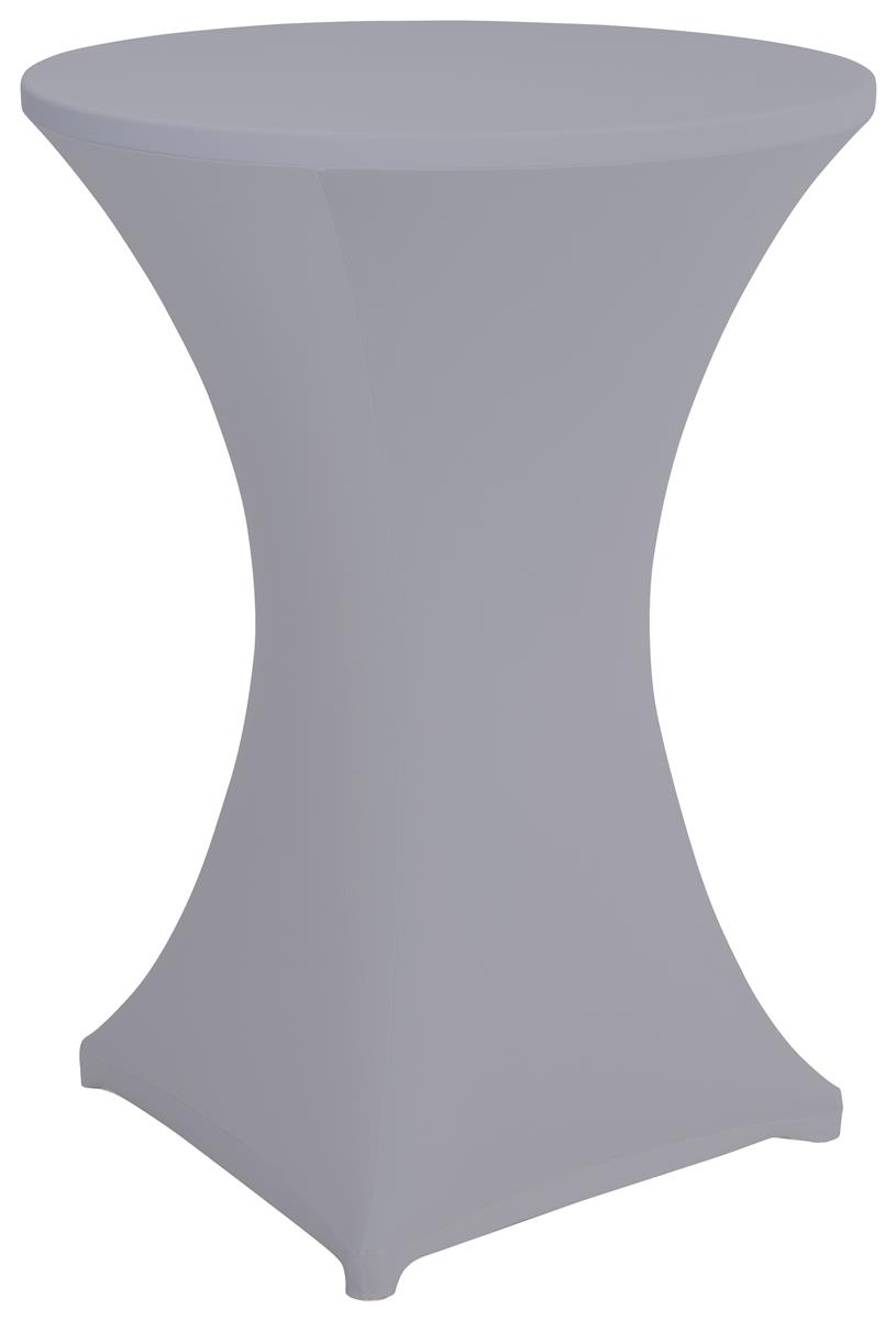 Gray bar height spandex table cover