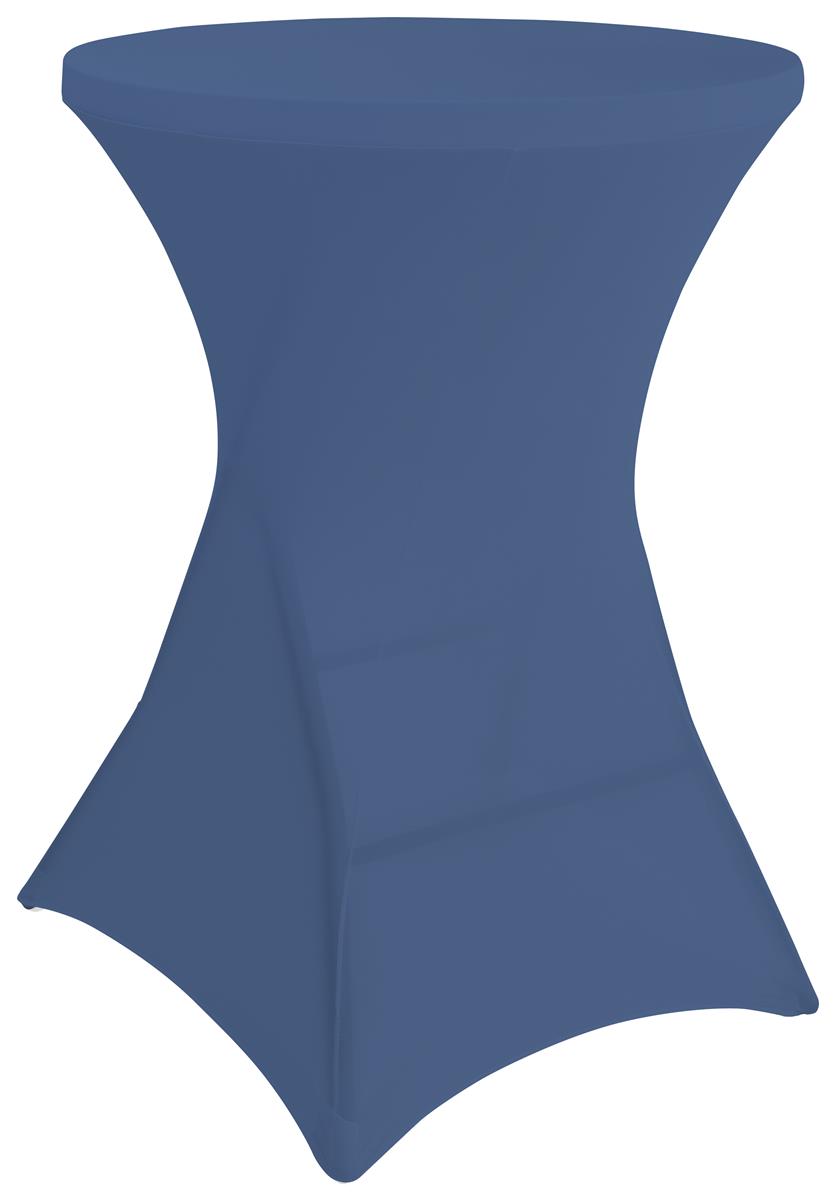 Round stretch table cover with interior foot pockets