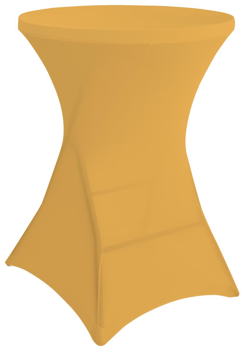 Round stretch table cover made of flame resistant polyester