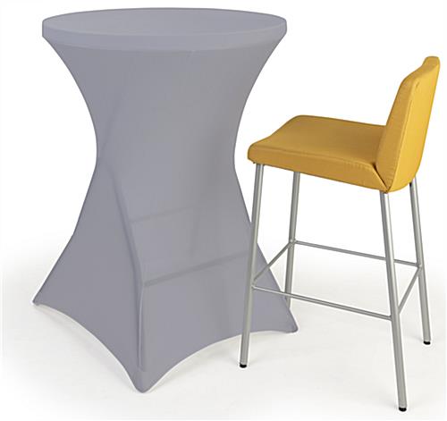 Round stretch table cover with height of 43 inches and width of 31 inches