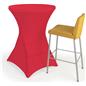 Round stretch table cover with flame resistant fabric