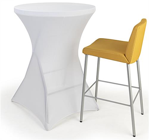 Round stretch table cover with overall height of 43 inches