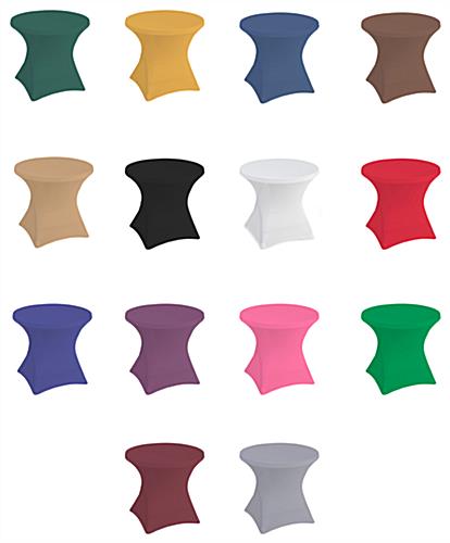 Stretch polyester tablecloths offered in 14 different color ways