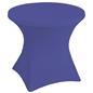 Royal blue stretch polyester tablecloths with interior foot pockets 