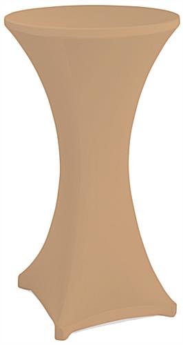 Tan cocktail table spandex cover with reinforced foot pockets