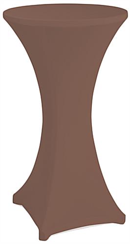 Brown cocktail table spandex cover with reinforced foot pockets