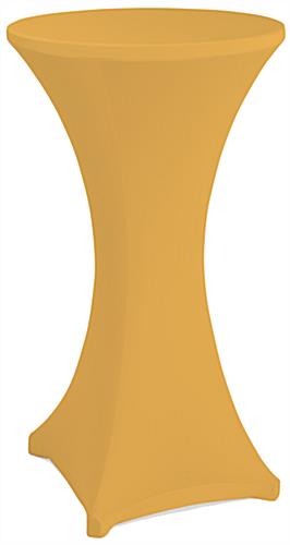 Gold cocktail table spandex cover with reinforced foot pockets