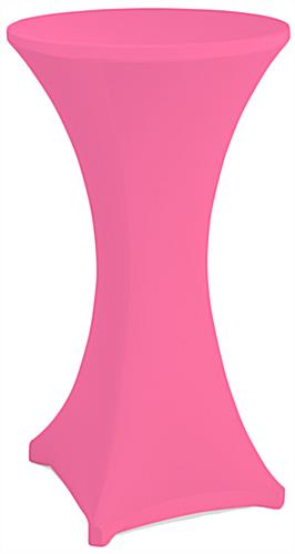 Pink cocktail table spandex cover with reinforced foot pockets
