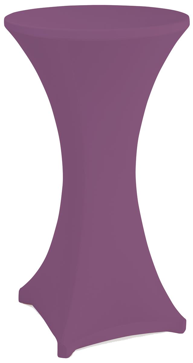 Purple cocktail table spandex cover with reinforced foot pockets