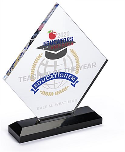 Square diamond recognition trophy with 6.75 inch width