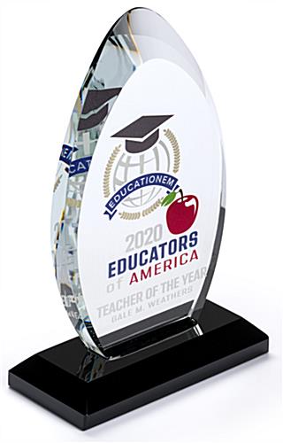 Custom glass recognition award with full color graphics