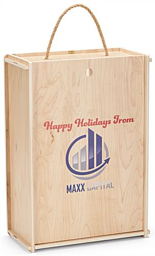 9.75 inch x 14 inch custom printed wooden wine gift box