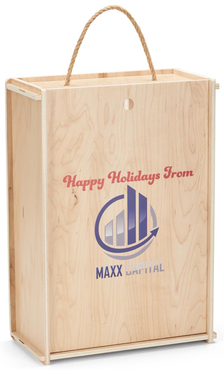 9.75 inch x 14 inch custom printed wooden wine gift box