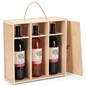 Custom printed wooden wine gift box with 3 compartments 
