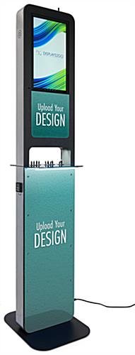 Phone charging station with double-sided graphics