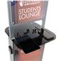 Phone charging station kiosk with custom graphics charges tablets and phones