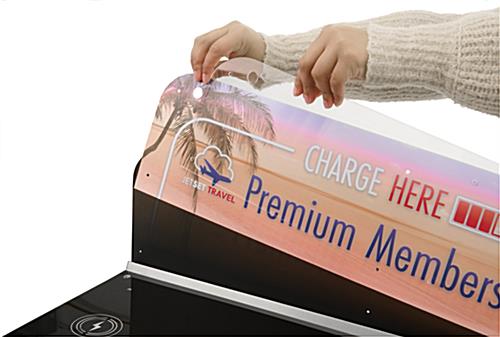 Charging station table with full color personalization 