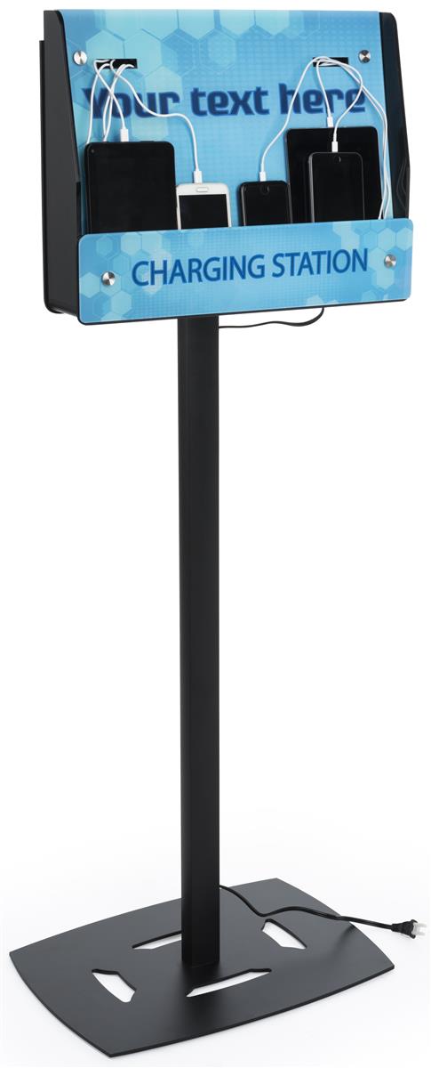 Mobile Device Floor Charging Kiosk | With Personalized Text