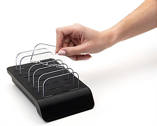 6 Port USB charging station with removable acrylic partitions 