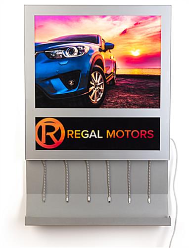 Steel wall mount light box charging station with suction clips