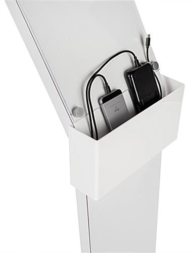 cell phone charging station with sign with braided charging cables