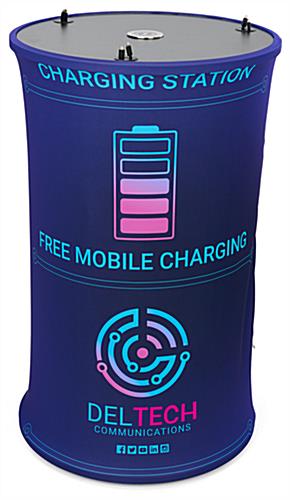Portable charging station with stretch fabric and full color graphics