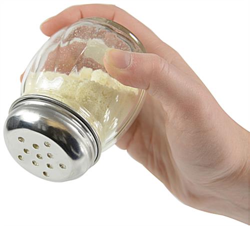 Set Of 2) 6 Oz Glass Cheese And Spice Shakers W/ Perforated Caps