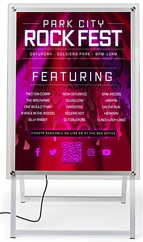 LED sandwich board with a height of 43 inches and a width of 34 inches