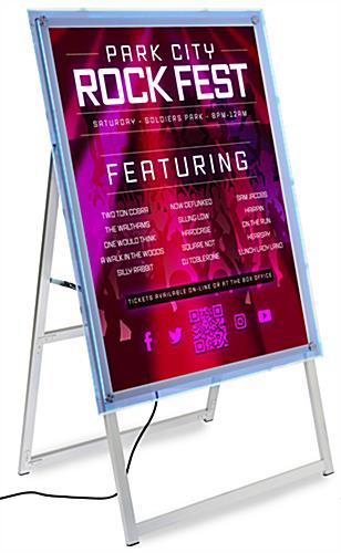 LED sandwich board with light strips around the perimeter of the frame