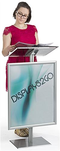Silver Economy Lectern with Poster Frame for Advertising