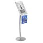 Curved 11" x 17" Silver Sign Stand with Literature Pocket