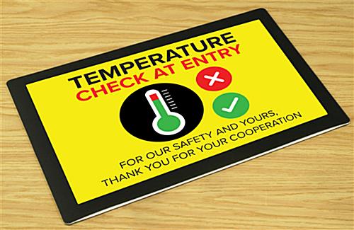Temperature station counter mat signage with bold and vivid graphics