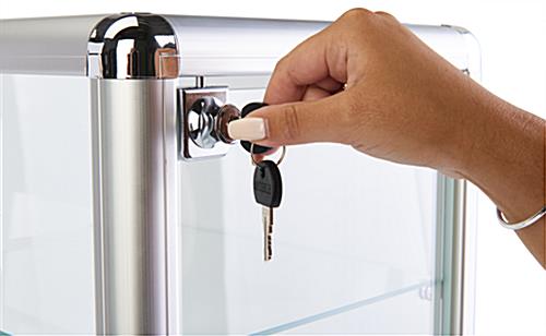 Aluminum frame glass counter showcase with 2 keys 