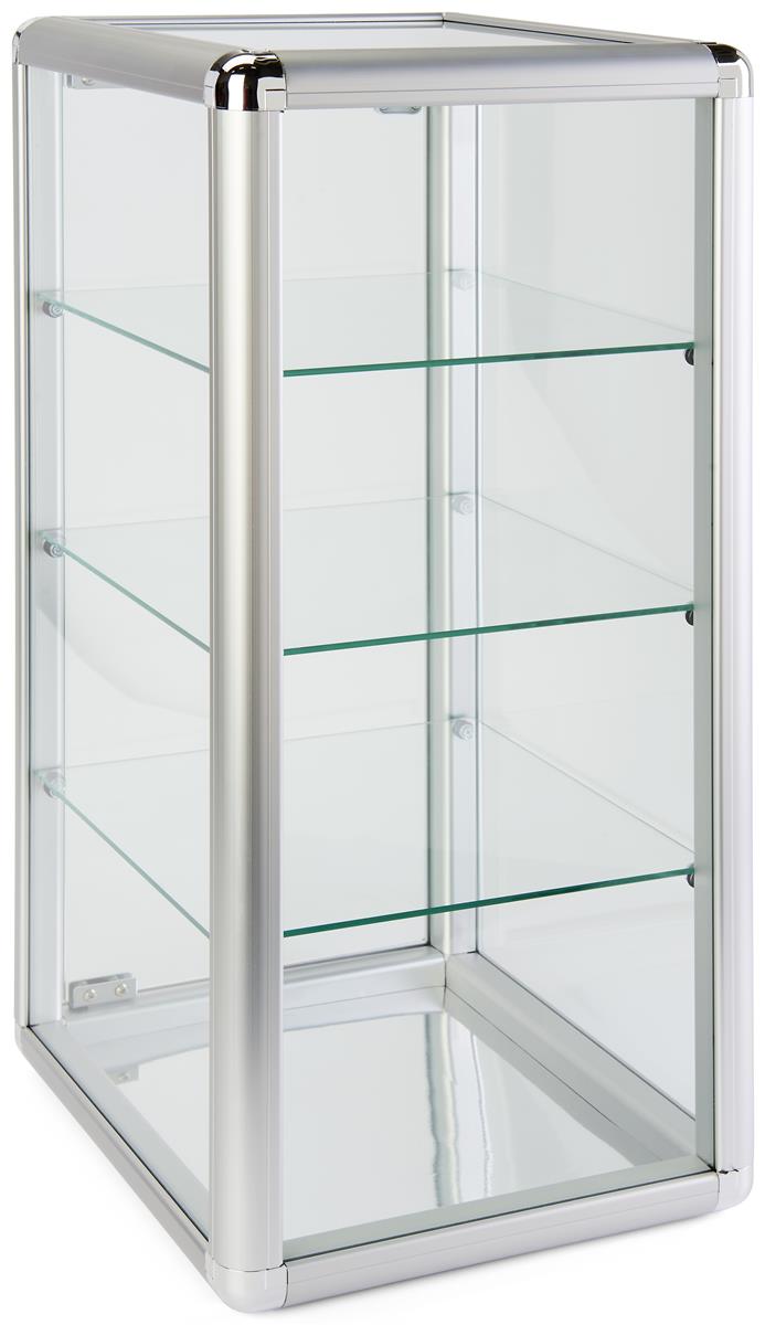 Aluminum Countertop Display Case with Mirrored Bottom