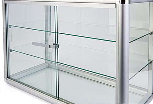 Aluminum frame glass counter showcase with a lock in the back 