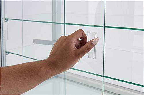 Aluminum frame glass counter showcase with a sliding glass door 