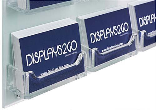 Business Card Wall Mount with Custom Header, Clear Pockets