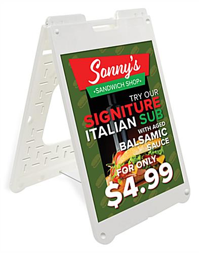 Sandwich Board with Custom Signs, White