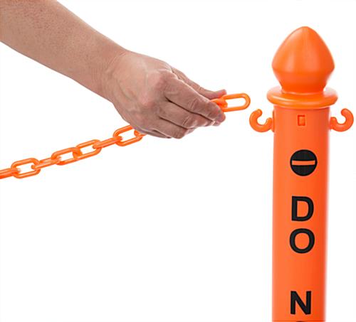 Orange Stanchion Safety Post & Chain Kit with C-Hooks