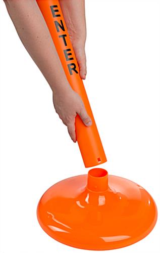 Orange Stanchion Safety Post & Chain Kit with Hollow Base