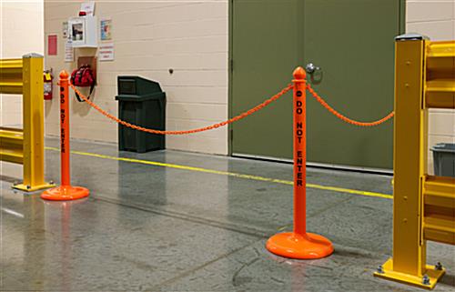 Orange Stanchion Safety Post & Chain Kit with Acorn Tops