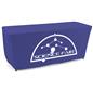 Royal blue convertible table cover with custom printing and durable polyester material 