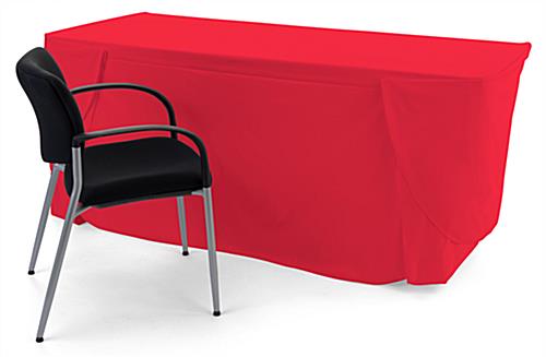 Convertible table cover with custom printing is flame retardant 