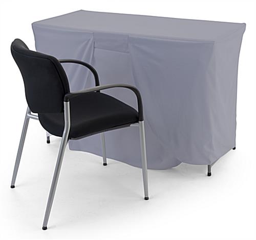 Grey convertible table cover with custom printing and up to 6 foot coverage